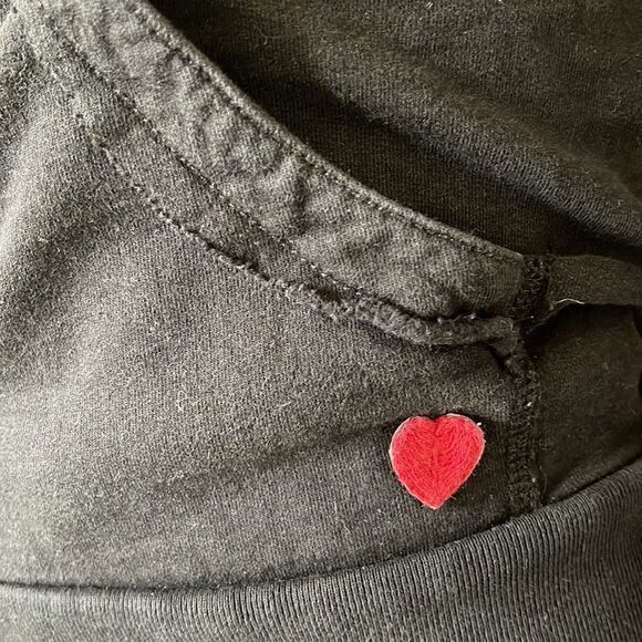 Vintage Twisted heart black zip up hoodie Swarovski peace sign size s - Picture 6 of 10